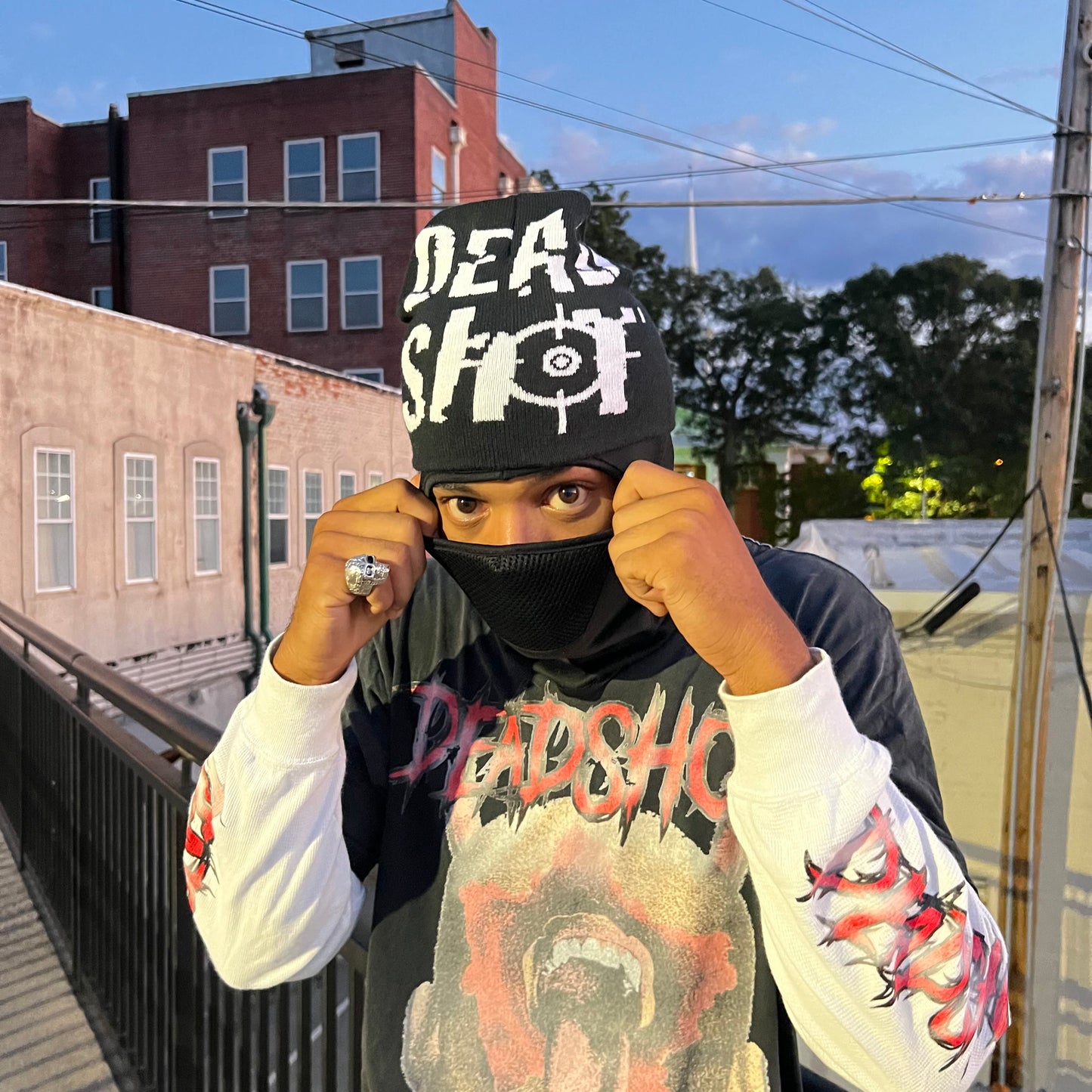DeadShotClub “DeadShot” Beanie (White/Black)