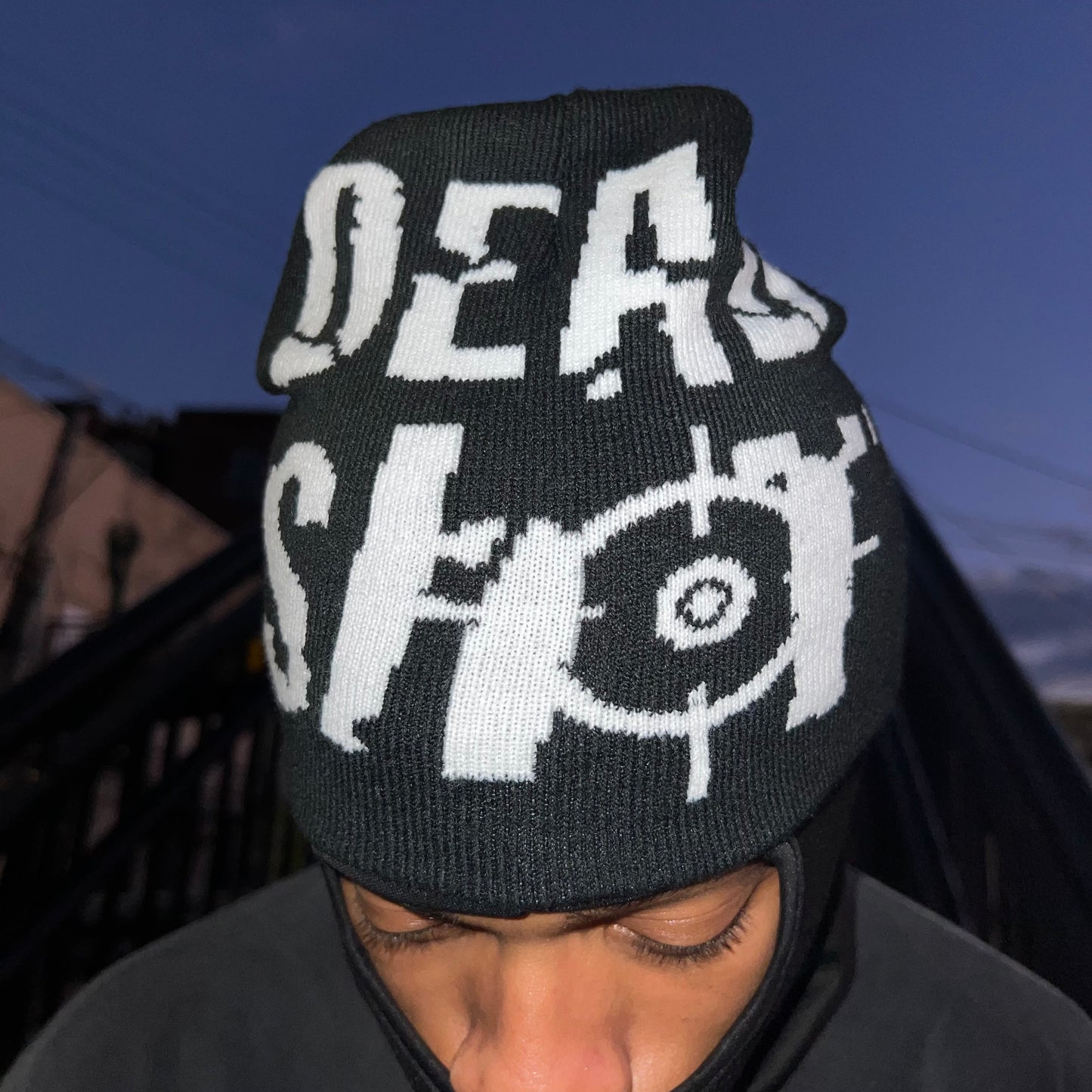 DeadShotClub “DeadShot” Beanie (White/Black)
