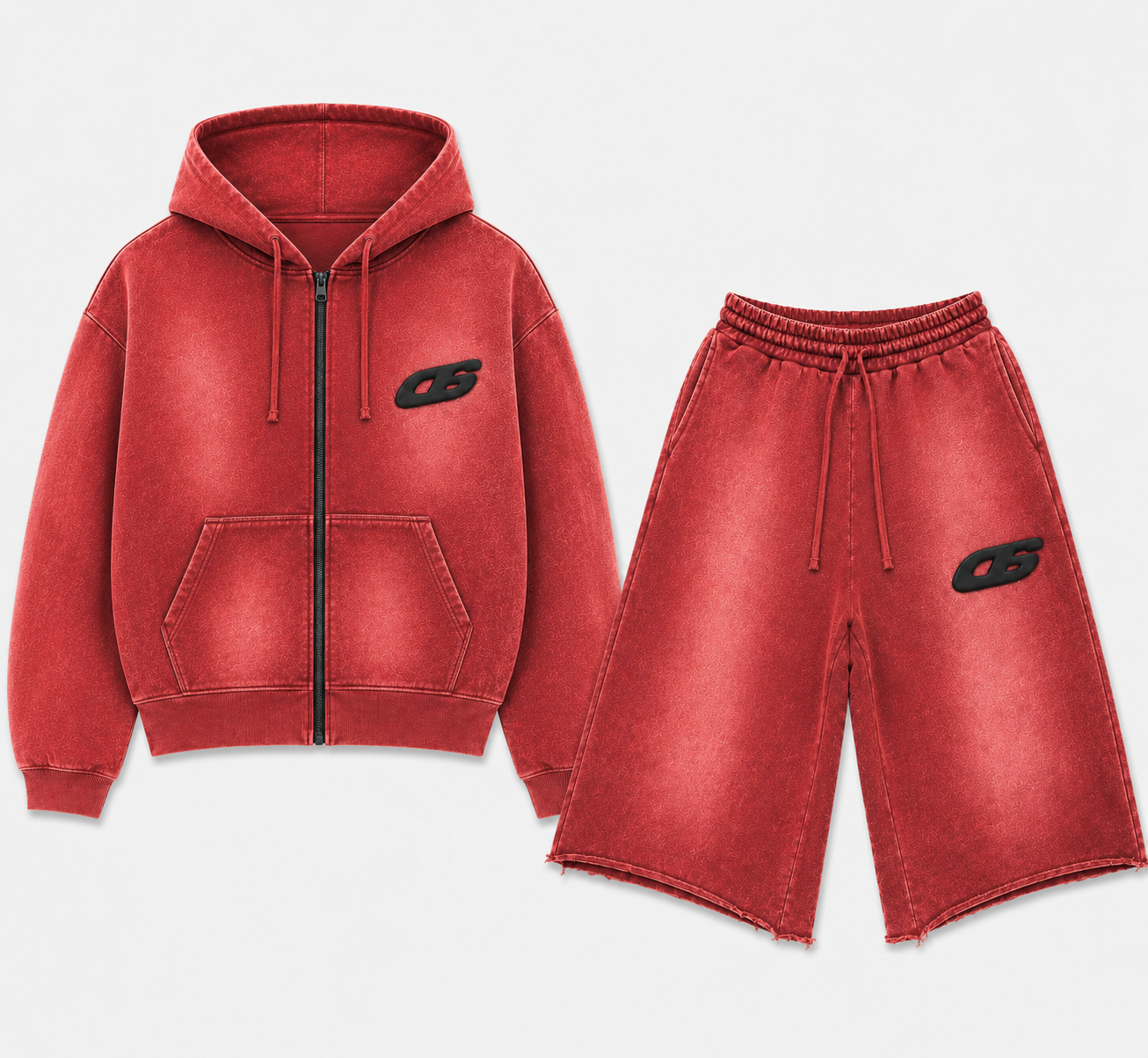 DS RED JORTS SET